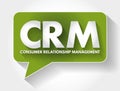 CRM - Consumer Relationship Management acronym message bubble, business concept background Royalty Free Stock Photo