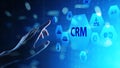 CRM - Customer relationship management automation system software. Business and technology concept.