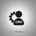 Crm icon . Gear and CRM worker Royalty Free Stock Photo
