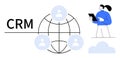 CRM Networking Concept with User Profiles, Global Connectivity, and Cloud Integration Royalty Free Stock Photo