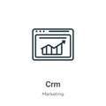 Crm outline vector icon. Thin line black crm icon, flat vector simple element illustration from editable marketing concept Royalty Free Stock Photo