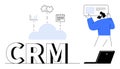 CRM Concept with Cloud Integration, Data Management, and Customer Profile Optimization Royalty Free Stock Photo