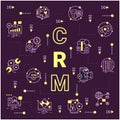 CRM system concept. Word, icons composition banner