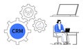 CRM System Concept with User Interface and Gears Team Management and Analytics Royalty Free Stock Photo