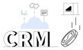 CRM Integration Representing Cloud, Analytics, Calendar, and E-commerce Connection Royalty Free Stock Photo