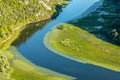 Crnojevica river bent, Skadar lake national park, Montenegro Royalty Free Stock Photo