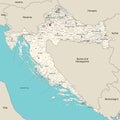 Croatia administrative divisions detailed vector map Royalty Free Stock Photo