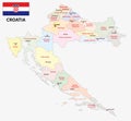 Croatia administrative map with flag Royalty Free Stock Photo