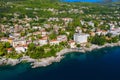 Croatia, beautiful town of Lovran, panoramic view of seascape Royalty Free Stock Photo