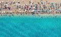 Croatia. Aerial view on the beach. Panoramic landscape. Beach and turquoise water. Top view from drone at beach and azure sea.