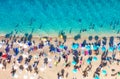 Croatia. Aerial view on the beach. Vacation and adventure. Beach and turquoise water. Top view from drone at beach and azure sea.