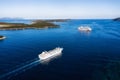 Croatia. Aerial view at the cruise ship at the day time. Adventure and travel. Landscape with cruise liner on Adriatic sea. Luxur Royalty Free Stock Photo