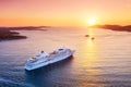 Croatia. Aerial view at the cruise ship during sunset. Adventure and travel.  Landscape with cruise liner on Adriatic sea. Luxury Royalty Free Stock Photo