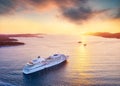 Croatia. Aerial view at the cruise ship during sunset. Adventure and travel.  Landscape with cruise liner on Adriatic sea. Luxury Royalty Free Stock Photo