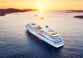 Croatia. Aerial view at the cruise ship during sunset. Adventure and travel. Landscape with cruise liner on Adriatic sea. Luxury Royalty Free Stock Photo