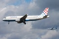 Croatia Airlines Airbus A320 9A-CTJ passenger plane parallel landing at Frankfurt airport