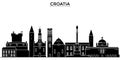 Croatia architecture vector city skyline, travel cityscape with landmarks, buildings, isolated sights on background
