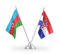 Croatia and Azerbaijan table flags isolated on white 3D rendering