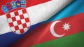 Croatia and Azerbaijan two flags textile cloth, fabric texture