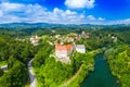 Croatia, beautiful town of Ozalj, old castle over the Kupa river Royalty Free Stock Photo