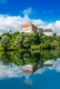 Croatia, beautiful town of Ozalj, old castle over the Kupa river Royalty Free Stock Photo