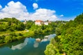 Croatia, beautiful town of Ozalj, old castle over the Kupa river Royalty Free Stock Photo