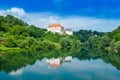 Croatia, beautiful town of Ozalj, old castle over the Kupa river Royalty Free Stock Photo