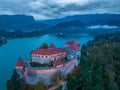 Croatia - Bled Medieval Castle from drone view