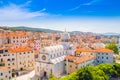 Croatia, city of Sibenik, panoramic view of the old town center and cathedral Royalty Free Stock Photo