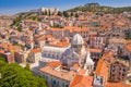 Croatia, city of Sibenik, panoramic view of the old town center and cathedral Royalty Free Stock Photo