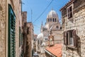 Croatia, city of Sibenik, panoramic view of the old town center and cathedral of St James, most important architectural Royalty Free Stock Photo