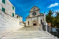 Croatia, city of Sibenik, panoramic view of the old town center and cathedral of St James, most important architectural monument Royalty Free Stock Photo