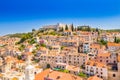 Croatia, city of Sibenik, panoramic view of the old town center Royalty Free Stock Photo