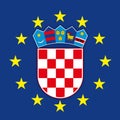 Croatia coat of arms on the European Union flag Royalty Free Stock Photo