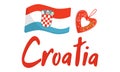 Croatia Cultural Symbols with National Flag Vector Set Royalty Free Stock Photo