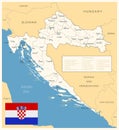 Croatia - detailed map with administrative divisions and country flag. Vector illustration Royalty Free Stock Photo