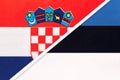 Croatia and Estonia, symbol of country. Croatian vs Estonian national flags