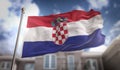 Croatia Flag 3D Rendering on Blue Sky Building Background