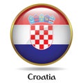 Croatia Flag with gold frame & bevel