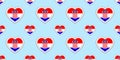 Croatia flag seamless pattern. Vector Croatian flags stikers. Love hearts symbols. Texture for language courses, football, sports