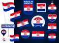 Croatia flag vector collection. big set of national flag design elements in different shapes for public and national holidays in Royalty Free Stock Photo