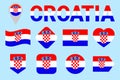 Croatia flag vector set. Different geometric shapes. Flat style. Croatian flags collection. For sports, national, travel Royalty Free Stock Photo