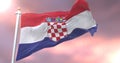 Croatia flag waving at wind at sunset, loop