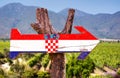 Croatia Flag wooden sign with winery background