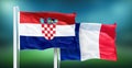 Croatia - France, FINAL of soccer World Cup, Russia 2018 National Flags Royalty Free Stock Photo