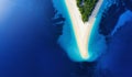 Croatia, Hvar island. Aerial view at the Zlatni Rat. Beach and sea from air. Famous place in Croatia. Summer seascape from drone. Royalty Free Stock Photo