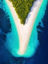 Croatia, Hvar island, Bol. Aerial view at the Zlatni Rat. Beach and sea from air. Famous place in Croatia. Summer seascape from dr Royalty Free Stock Photo