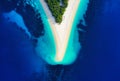 Croatia, Hvar island, Bol. Aerial view at the Zlatni Rat. Beach and sea from air. Famous place in Croatia. Summer seascape from dr Royalty Free Stock Photo