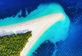 Croatia, Hvar island, Bol. Famous beach in Croatia. Aerial view on the Zlatni Rat. Summer seascape background from drone Royalty Free Stock Photo