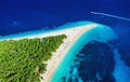 Croatia, Hvar island, Bol. Panoramic aerial view at the Zlatni Rat. Beach and sea from air. Famous place in Croatia. Summer seasca Royalty Free Stock Photo